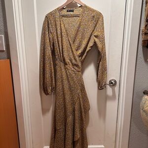 Floral Wrap Dress in Yellow by Pretty Garden